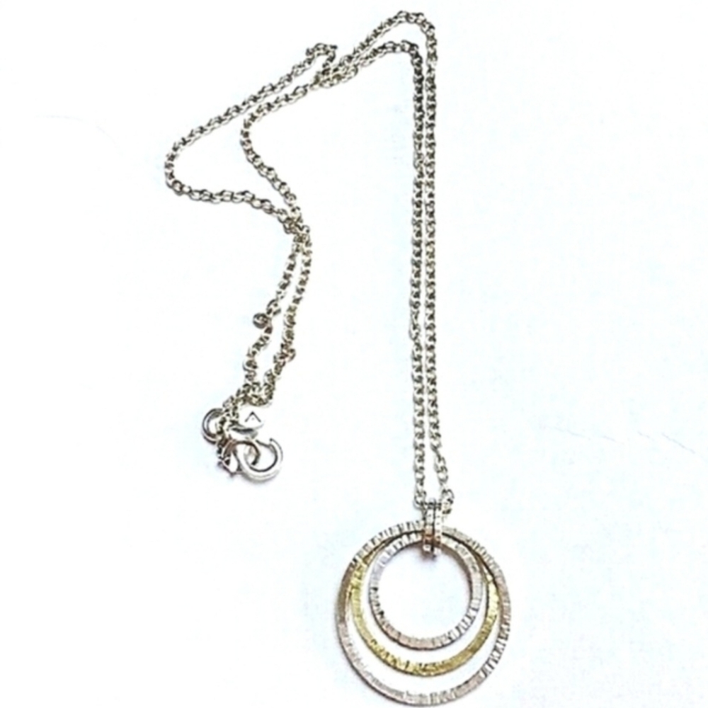 Silpada Sterling & Brass Textured 'Inner Circles' Pendant Necklace N2296